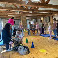 Nodarbība ar suņiem "Krāsainās ķepas"